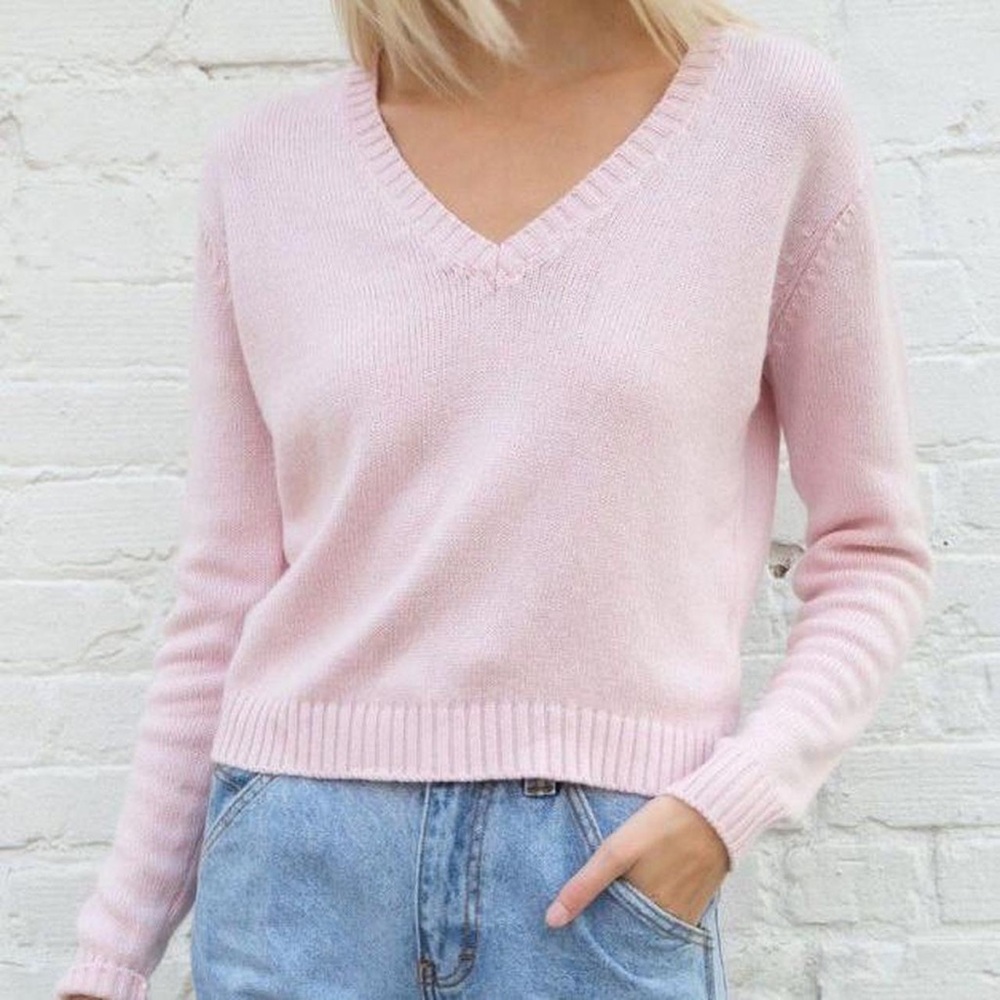 Brandy Melville light pink Leigh v-neck sweater